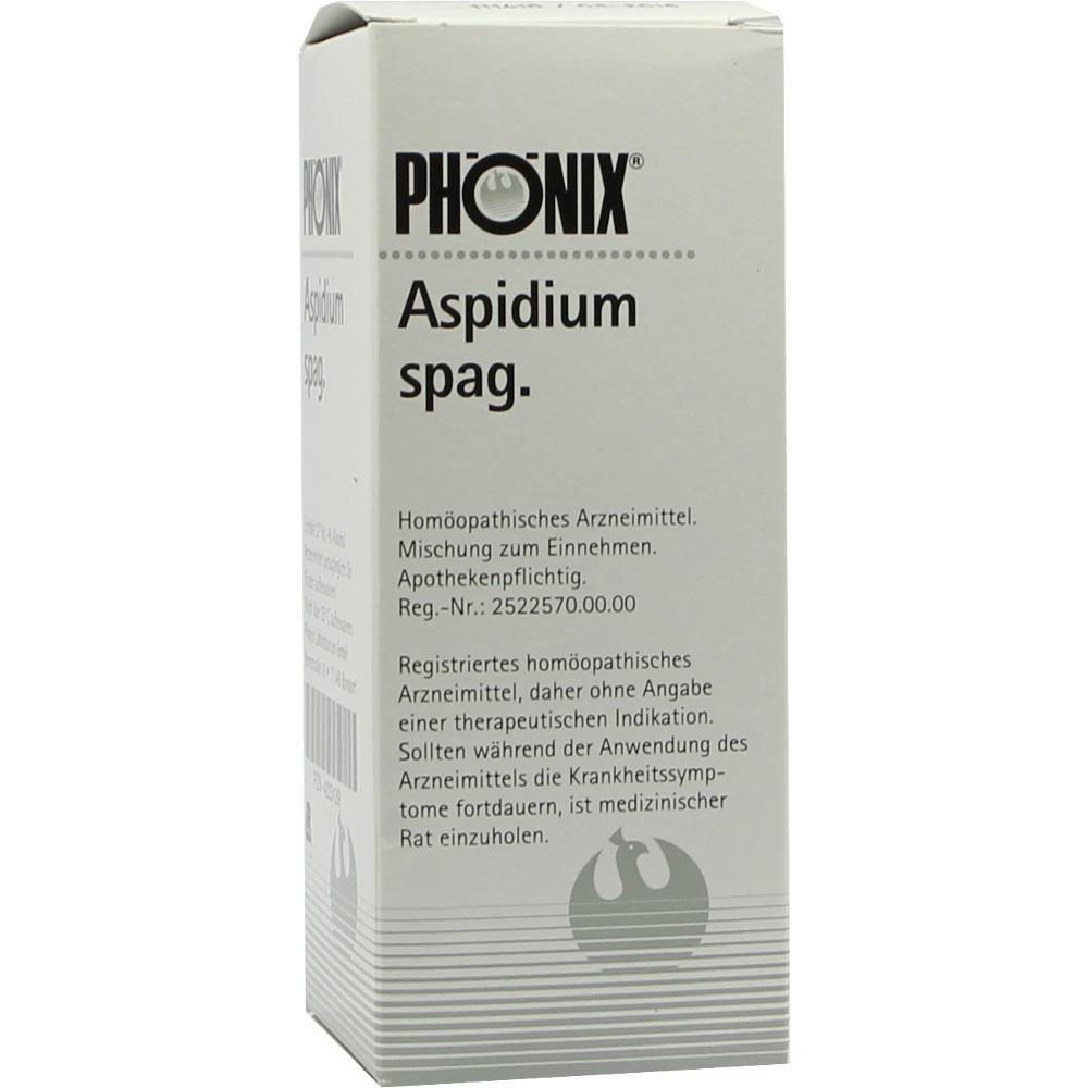 Verpackung eines hom&ouml;opathischen Arzneimittels namens Aspidium spag. von PH&Ouml;NIX.