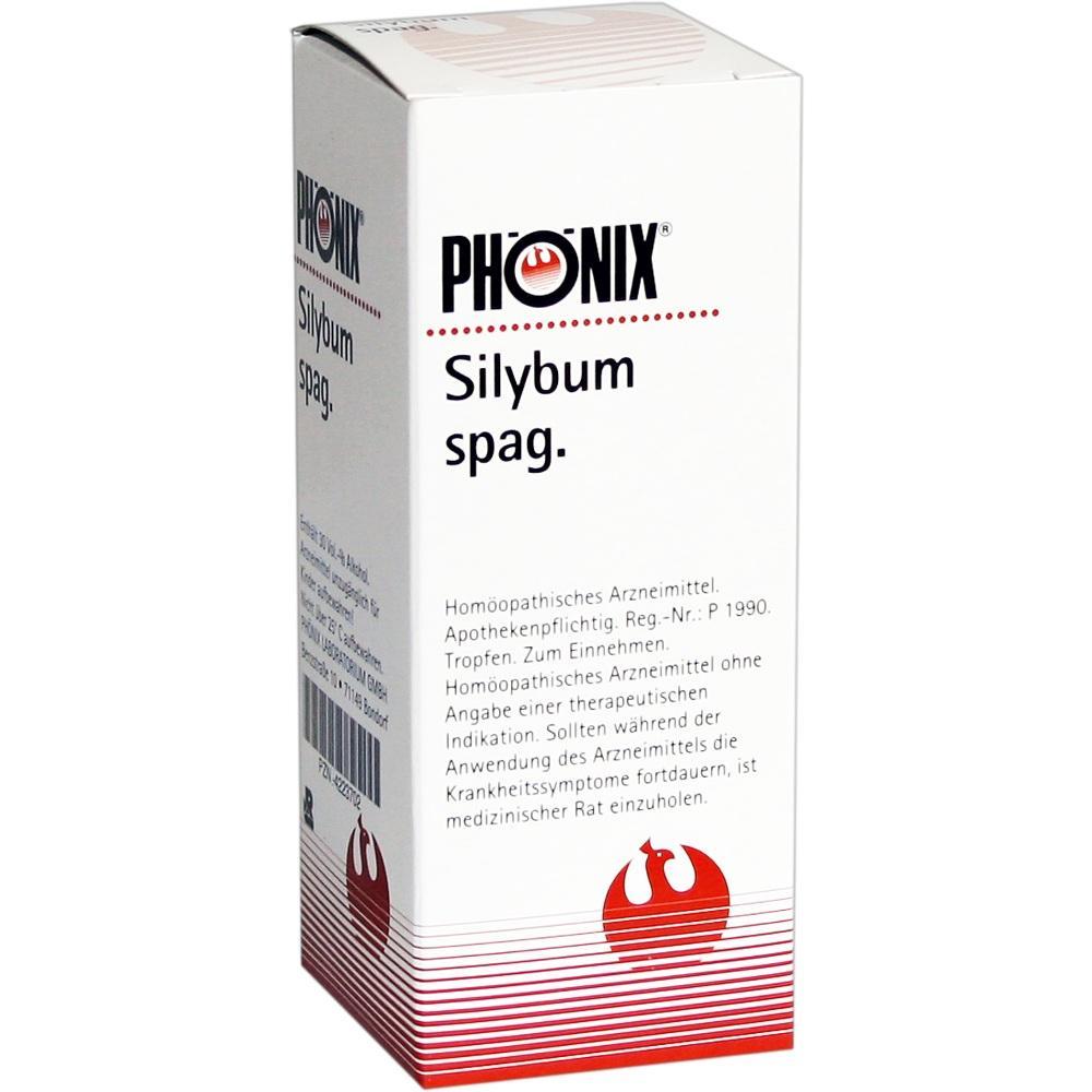 Eine wei&szlig;e Medikamentenverpackung mit der Aufschrift "Silybum spag.".