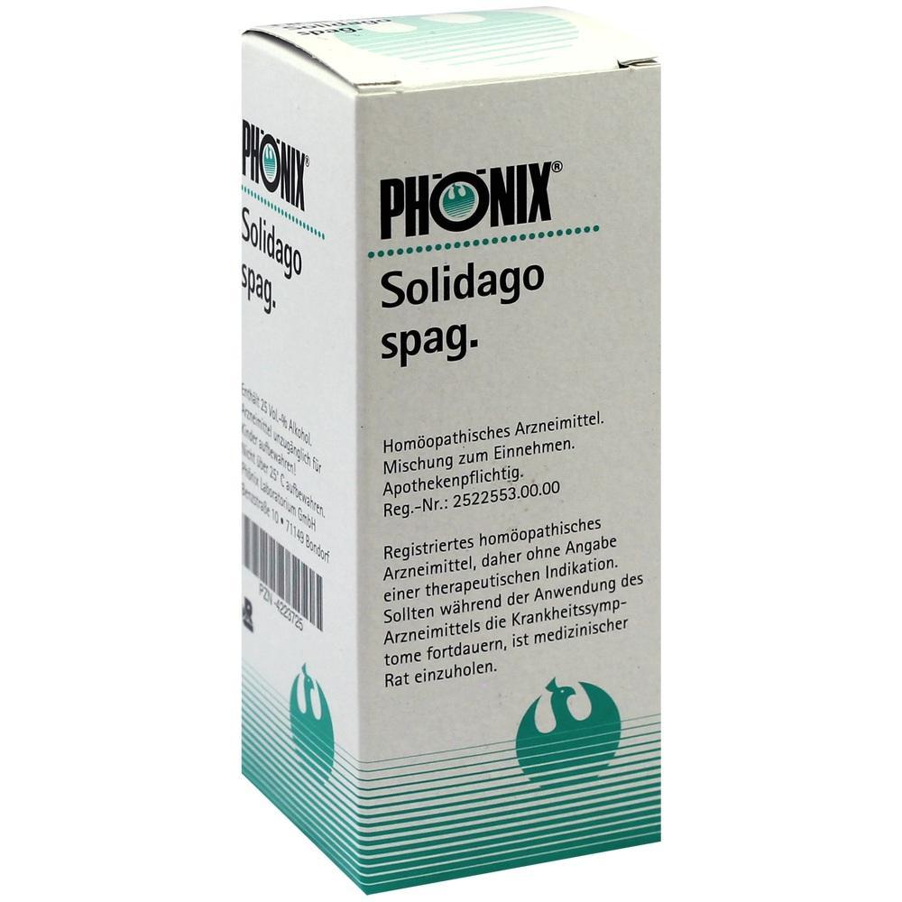 Eine wei&szlig;e Verpackung eines hom&ouml;opathischen Arzneimittels namens Solidago spag.