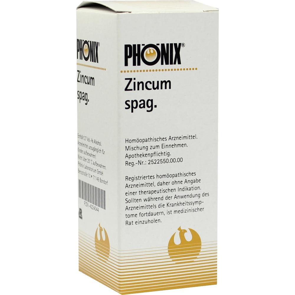 Wei&szlig;e Arzneimittelverpackung von Ph&ouml;nix mit der Aufschrift "Zincum spag.".
