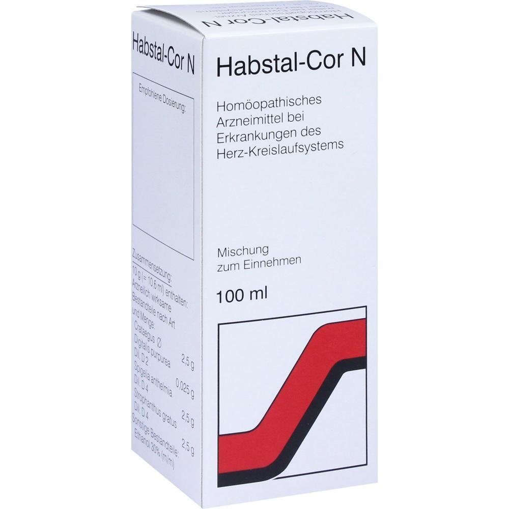 Wei&szlig;e Medikamentenverpackung mit der Aufschrift "Habstal-Cor N".