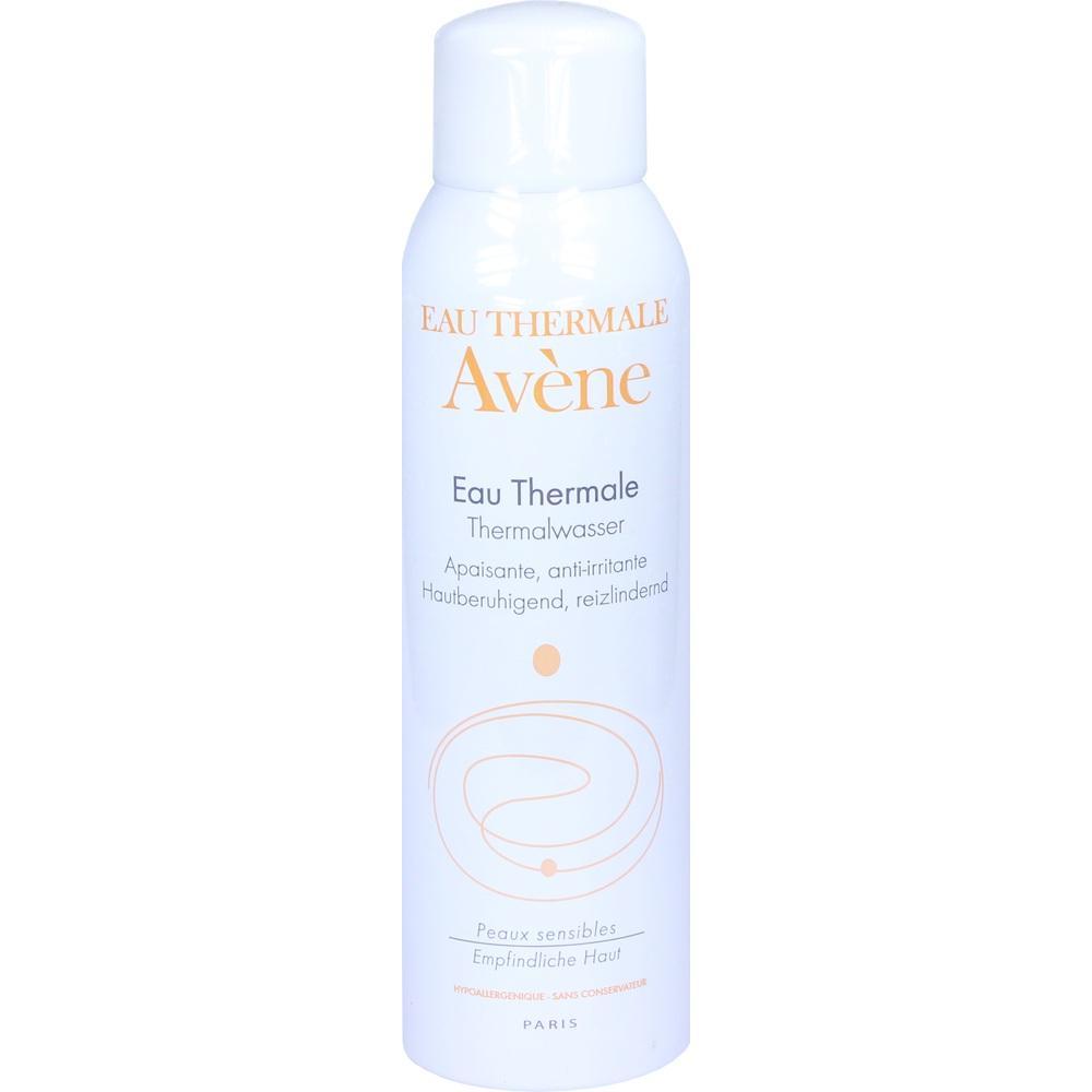 Eine wei&szlig;e Spr&uuml;hflasche mit der Aufschrift "Av&egrave;ne Thermalwasser".