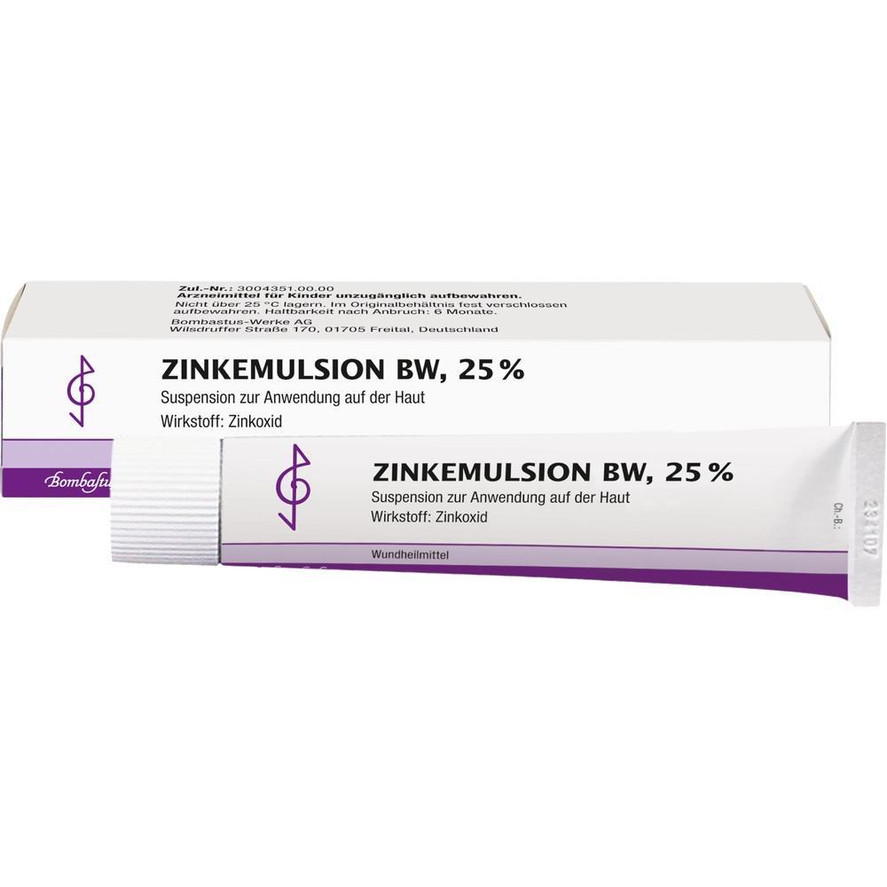 Eine Tube Zinkemulsion zur Hautanwendung liegt vor ihrer Verpackung.