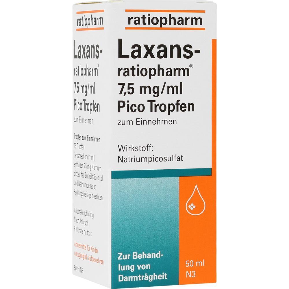 Verpackung von Abf&uuml;hrmittel Pico Tropfen mit 7,5 mg/ml Natriumpicosulfat.