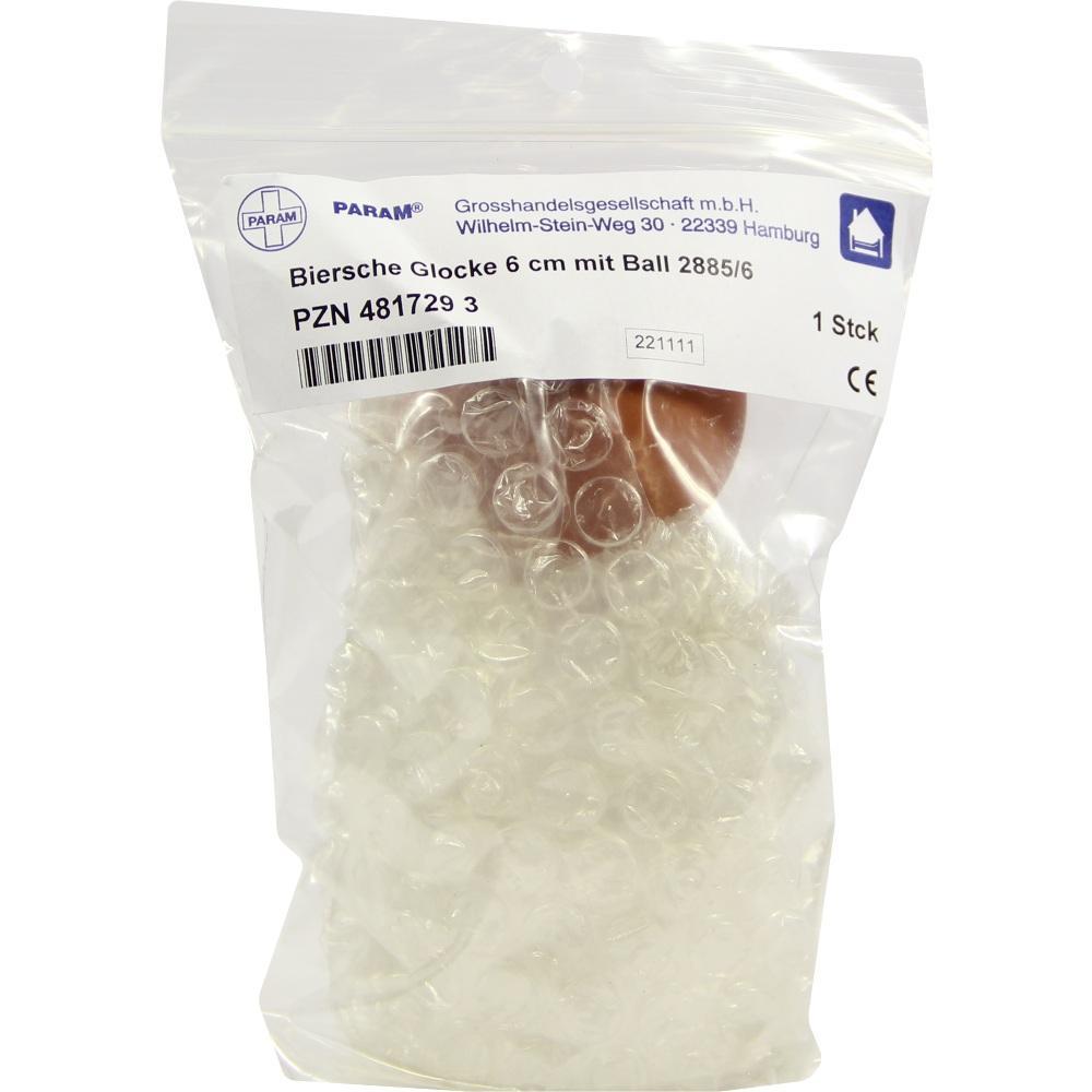 Eine durchsichtige Plastikt&uuml;te enth&auml;lt eine Biersche Glocke mit Ball.