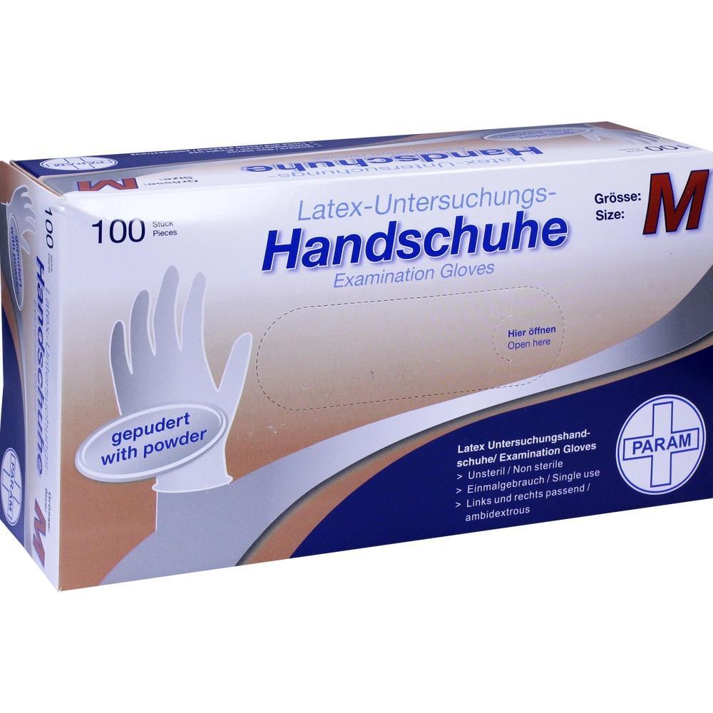 Packung mit 100 Latex-Untersuchungshandschuhen in Gr&ouml;&szlig;e M.