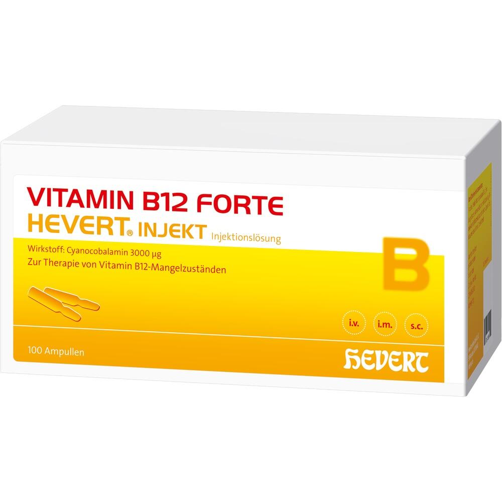 Eine Packung mit Vitamin B12 Ampullen zur Injektion bei Mangelzust&auml;nden.