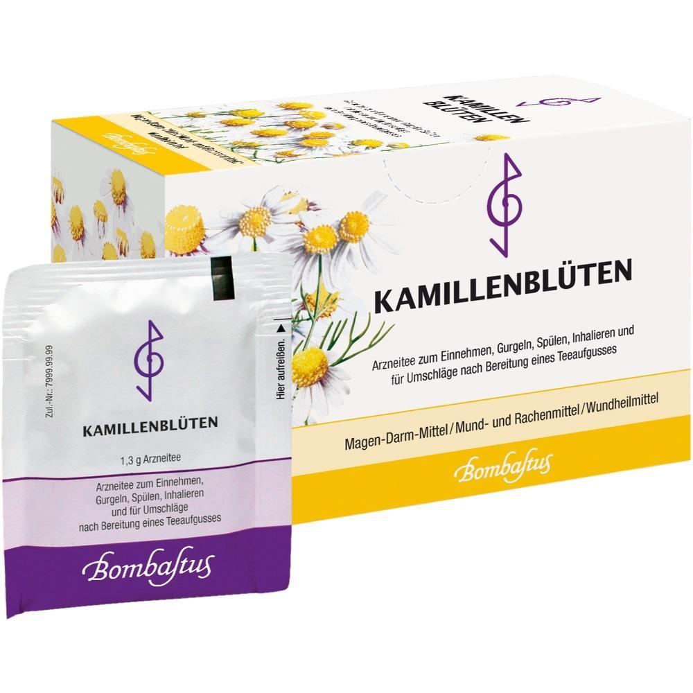Eine Packung Kamillenbl&uuml;ten, verwendet f&uuml;r verschiedene Heilzwecke.