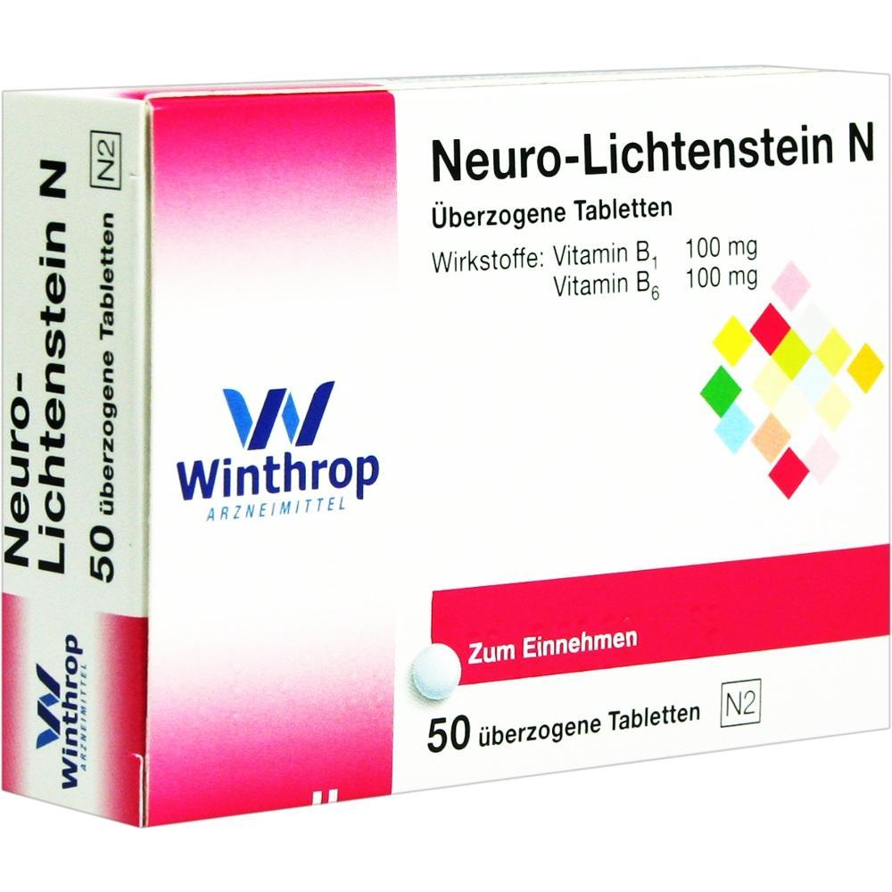 Packung von Neuro-Lichtenstein N Tabletten mit Vitaminen B1 und B6.