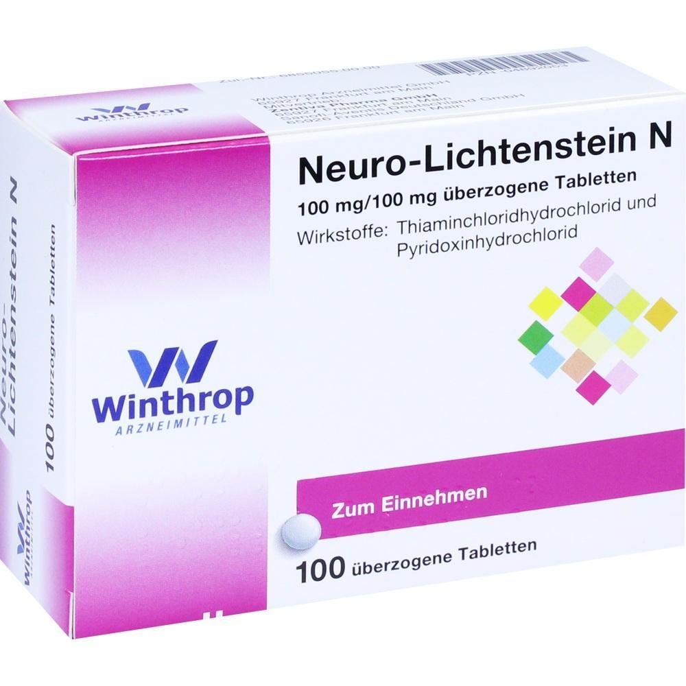 Eine Medikamentenpackung von Neuro-Lichtenstein N mit 100 Tabletten.