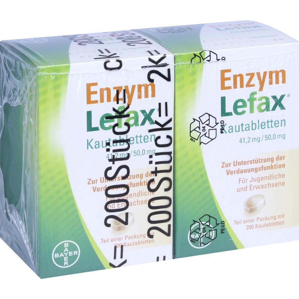Eine Packung Enzym Lefax Kautabletten zur Unterst&uuml;tzung der Verdauung.