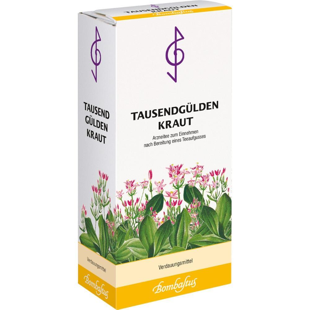 Schachtel mit Tausendg&uuml;ldenkraut-Abbildung und der Aufschrift "Verdauungsmittel".