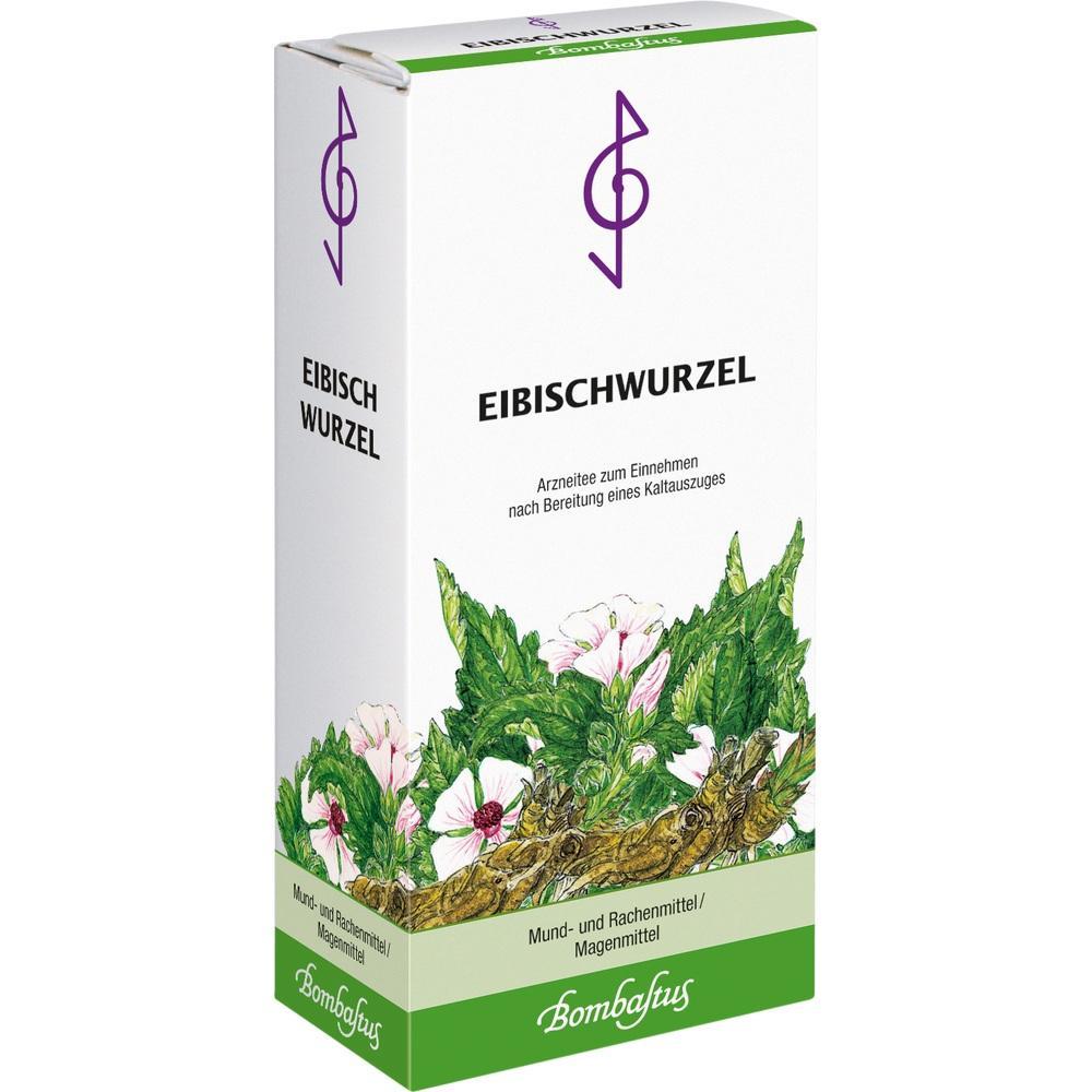 Eine Packung mit der Aufschrift "Eibischwurzel" und einer Pflanzengrafik.