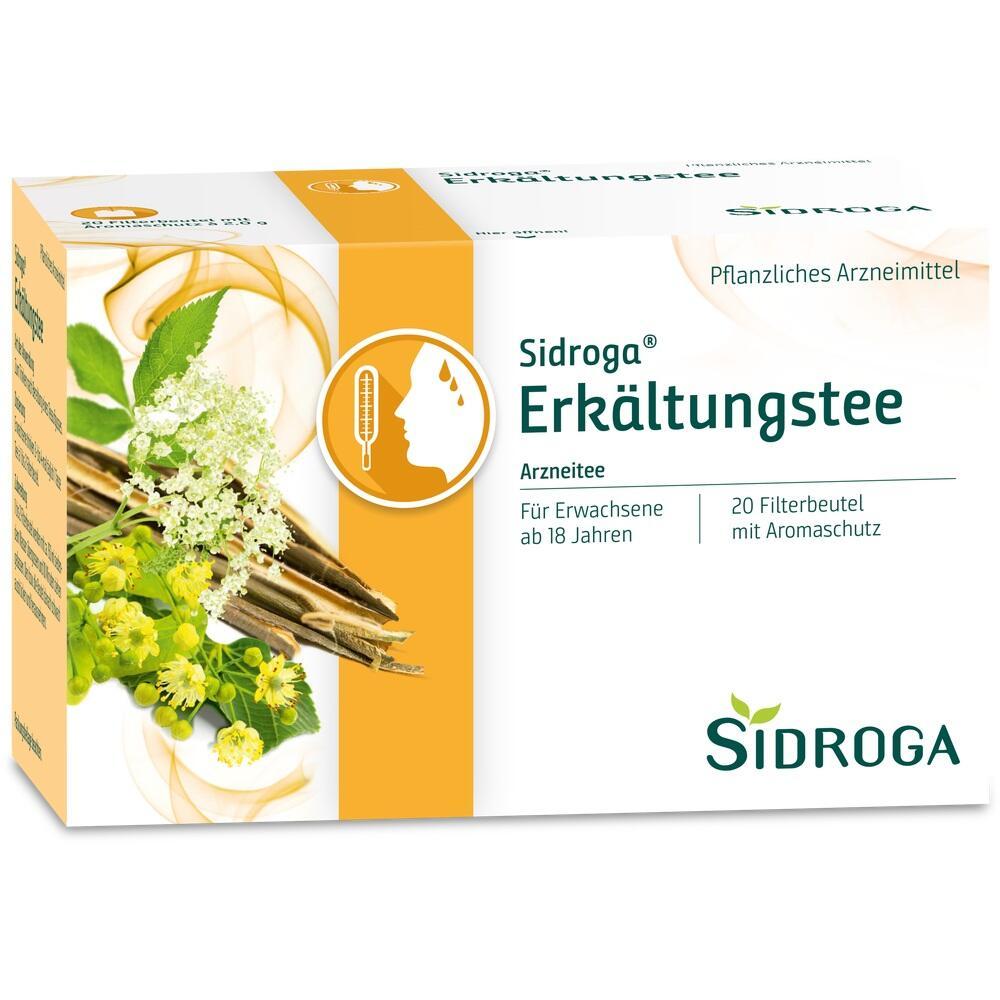 Verpackung von Sidroga Erk&auml;ltungstee mit Pflanzenmotiv.