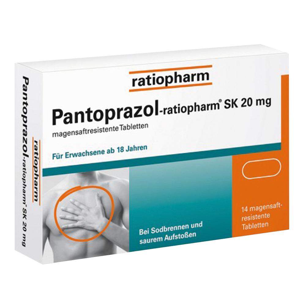Eine Medikamentenschachtel f&uuml;r Pantoprazol zur Behandlung von Sodbrennen.