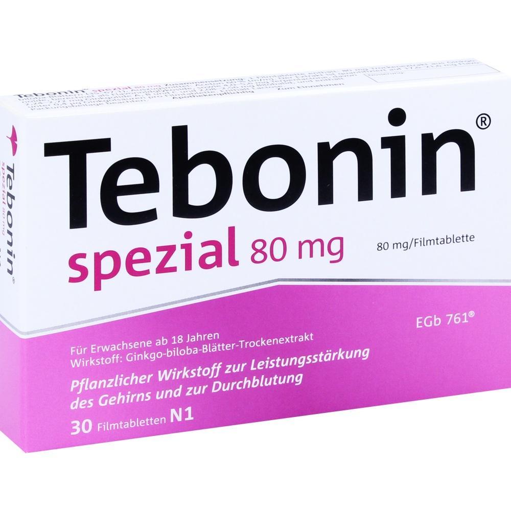 Verpackung von Tebonin spezial, einem pflanzlichen Medikament zur Leistungssteigerung.