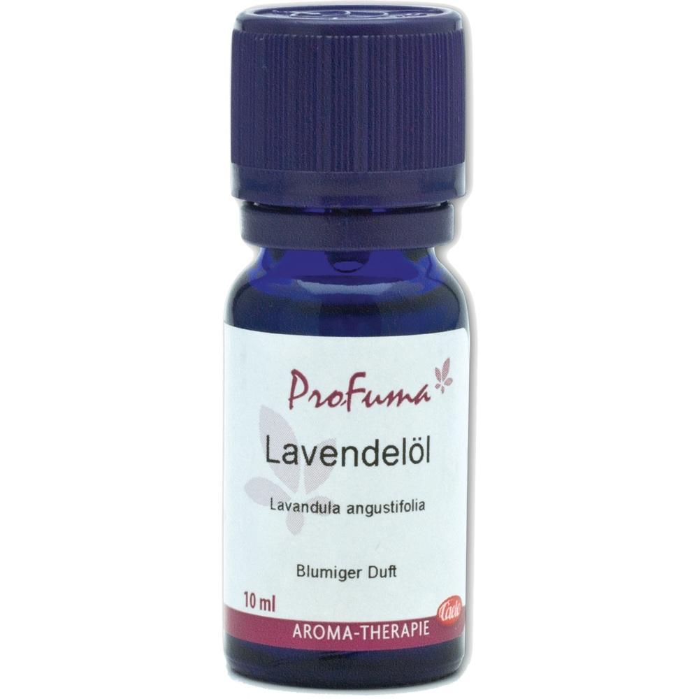 Kleine, blaue Flasche Lavendel&ouml;l f&uuml;r Aroma-Therapie.