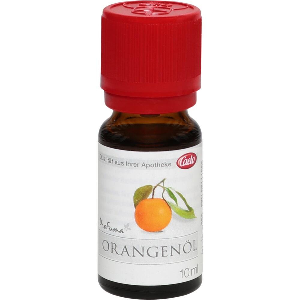 Eine kleine Flasche mit rotem Deckel und einem Etikett mit Orange darauf.
