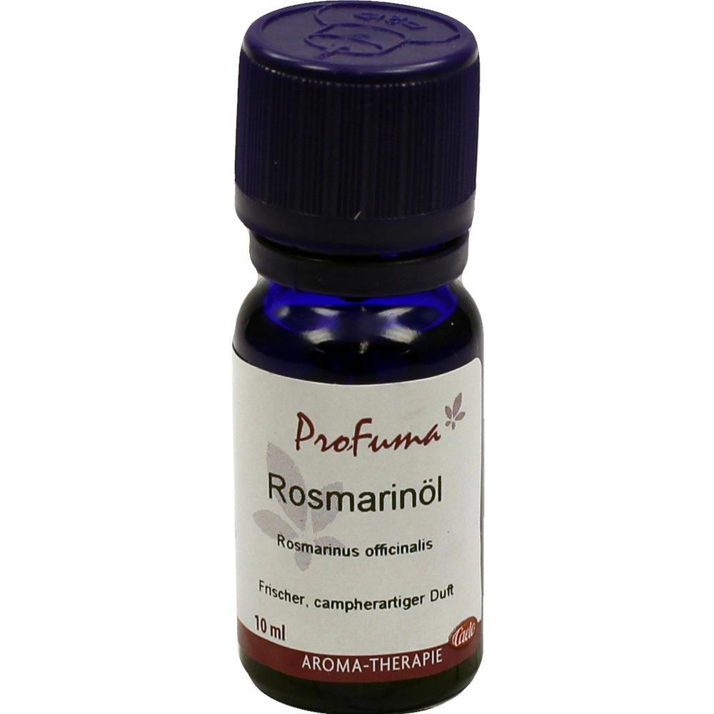 Eine kleine blaue Flasche mit Rosmarin&ouml;l f&uuml;r Aromatherapie.