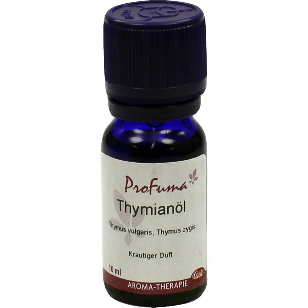 Blaue Flasche mit Thymian&ouml;l f&uuml;r Aromatherapie.