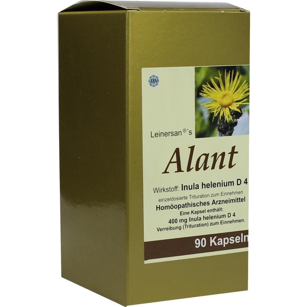 Goldene Verpackung mit der Aufschrift "Alant" und einem Bild einer gelben Blume.