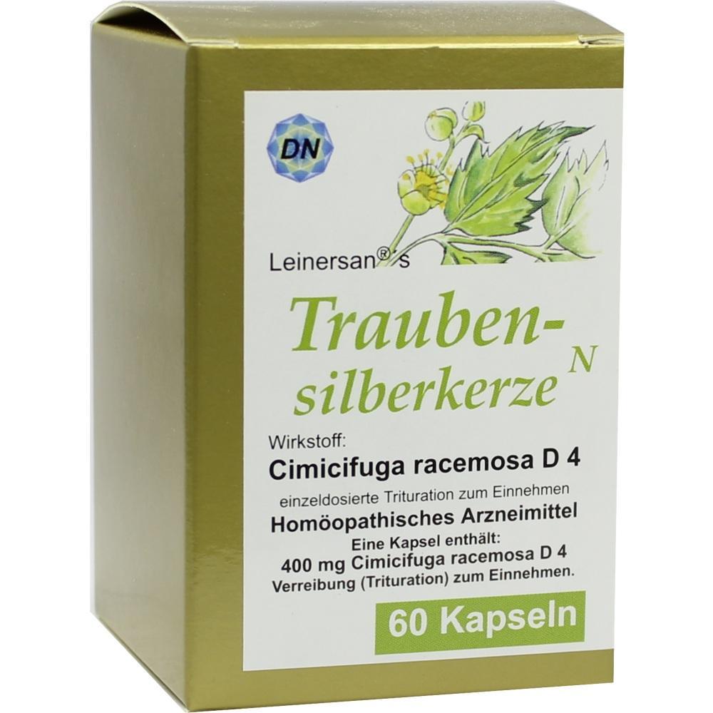 Packung von hom&ouml;opathischen Kapseln mit dem Wirkstoff Traubensilberkerze.