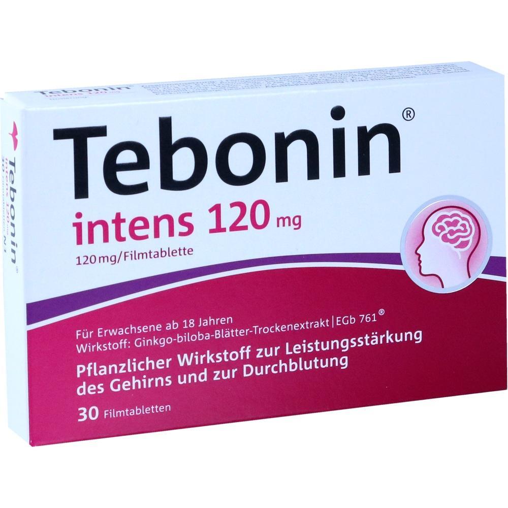Verpackung von Tebonin Tabletten zur Unterst&uuml;tzung der Gehirnfunktion und Durchblutung.