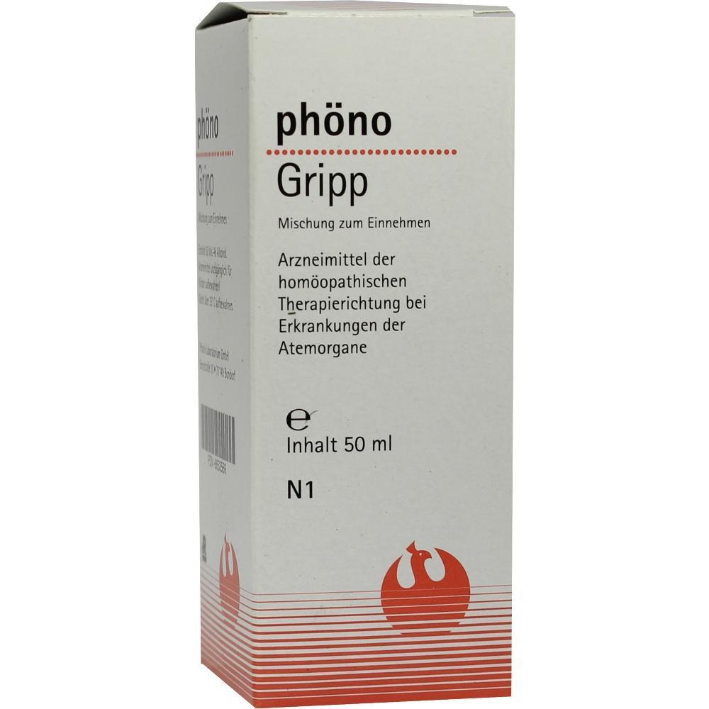 Wei&szlig;e Verpackung von hom&ouml;opathischem Mittel namens "ph&ouml;no Gripp".