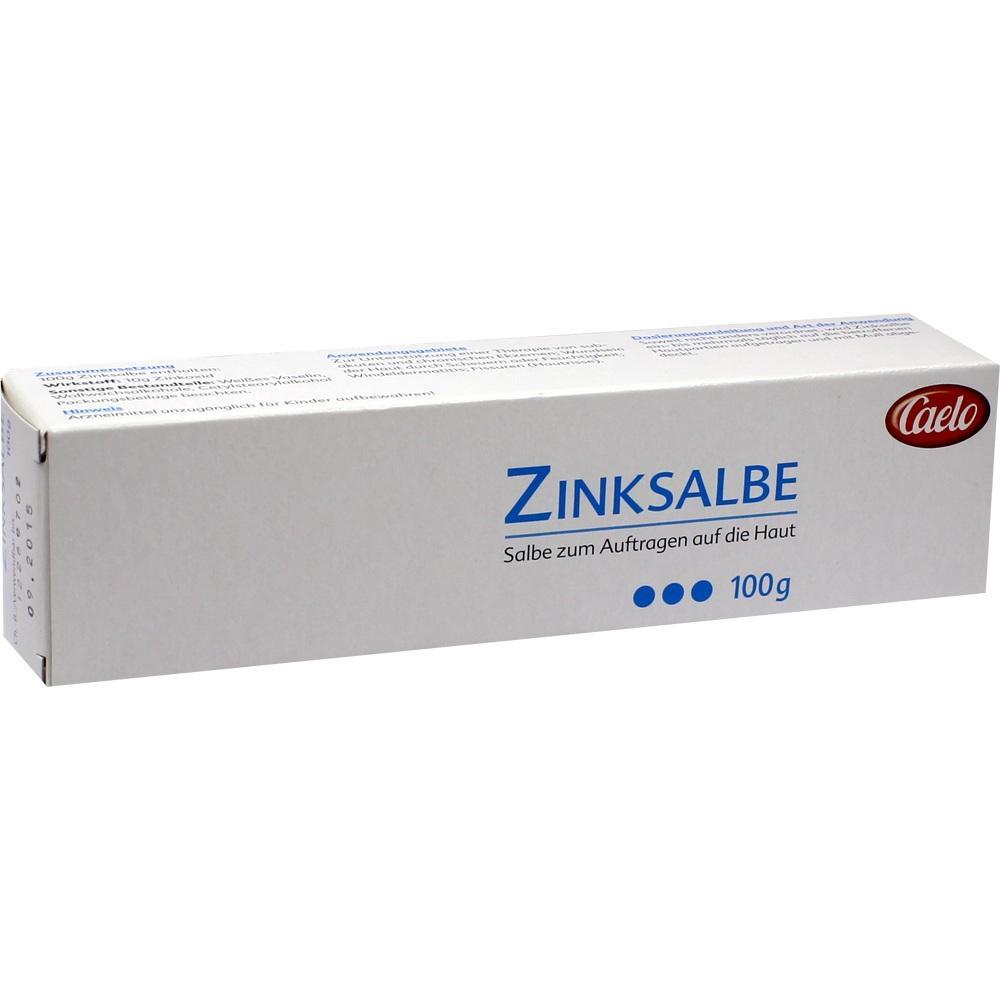 Eine Packung mit Zinksalbe zum Auftragen auf die Haut.