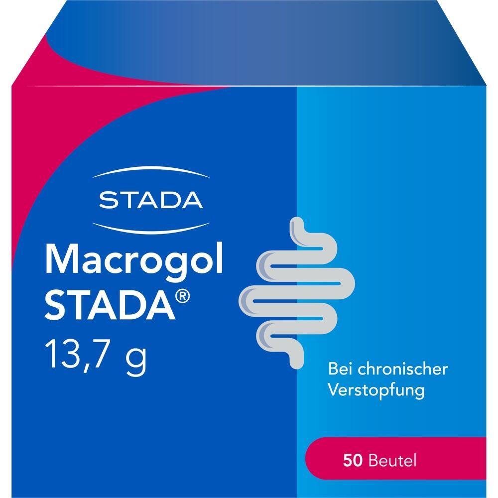 Verpackung von Macrogol STADA gegen Verstopfung, 13,7 g, 50 Beutel.