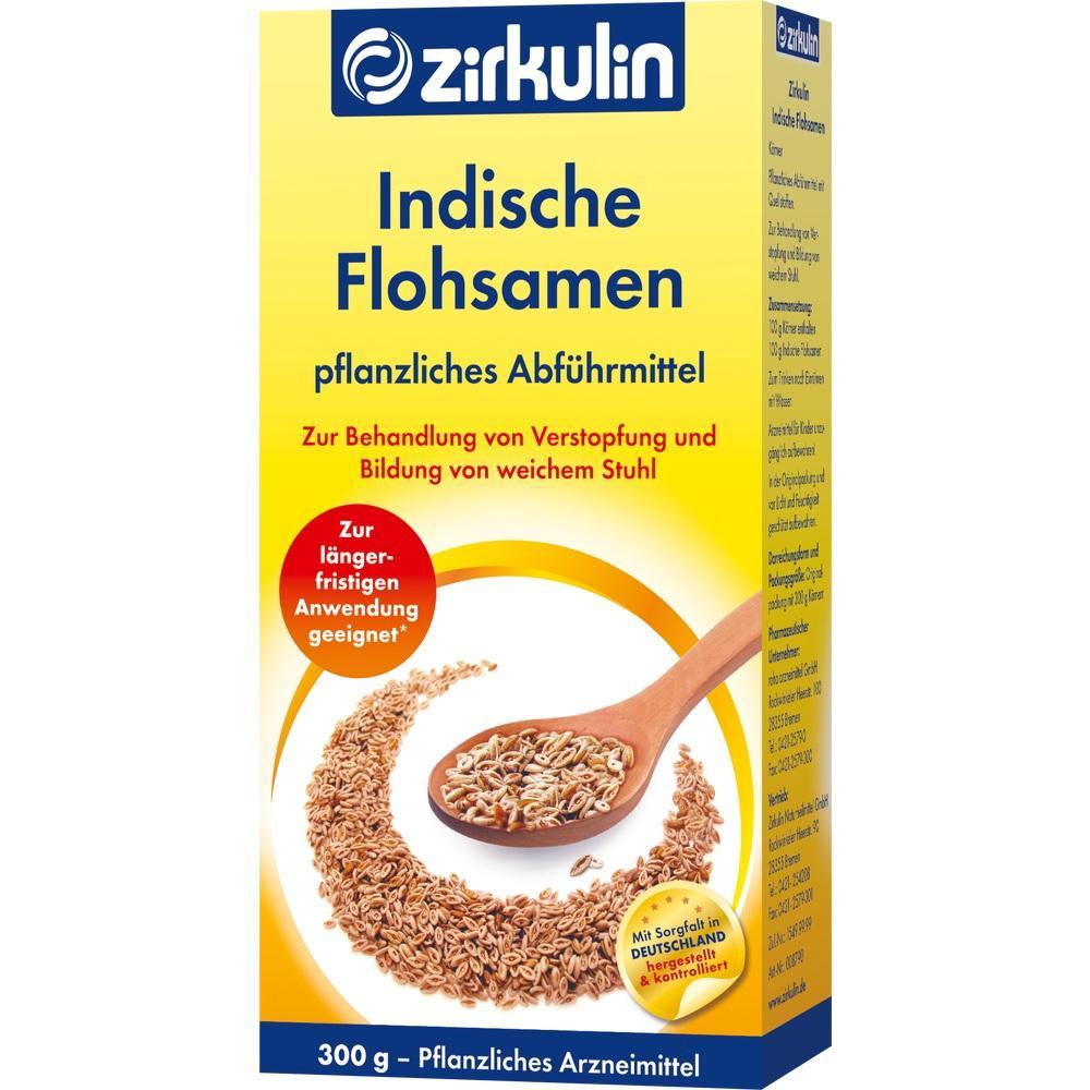 Gelbe Verpackung von pflanzlichem Abf&uuml;hrmittel mit indischen Flohsamen und L&ouml;ffel.