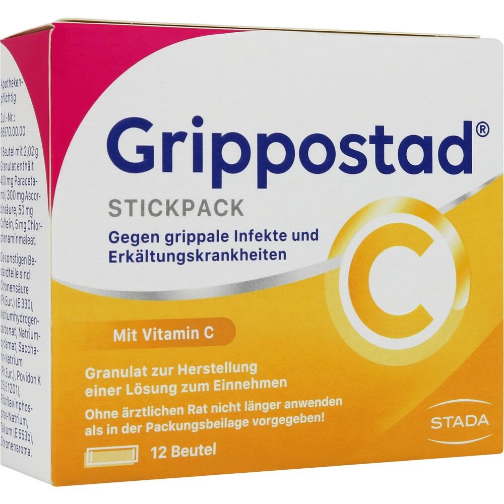 Packung Grippostad-Stickpack zur Behandlung von Erk&auml;ltungen, mit Vitamin C.