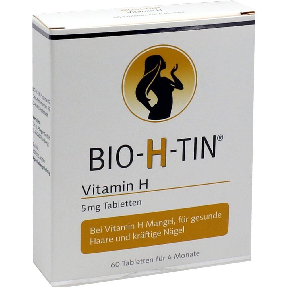 Verpackung von Tabletten f&uuml;r Haare und N&auml;gel mit Vitamin H.