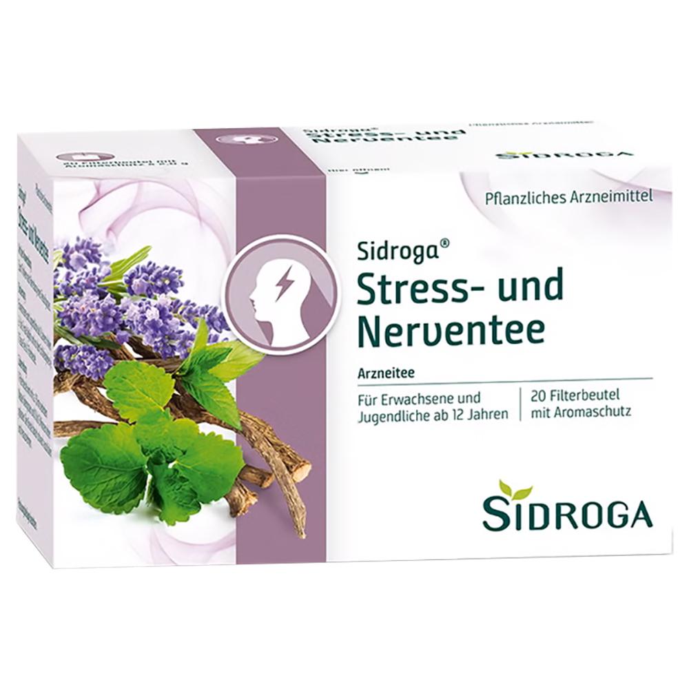 Verpackung von Sidroga Stress- und Nerventee mit Lavendel- und Minzbl&auml;ttern.