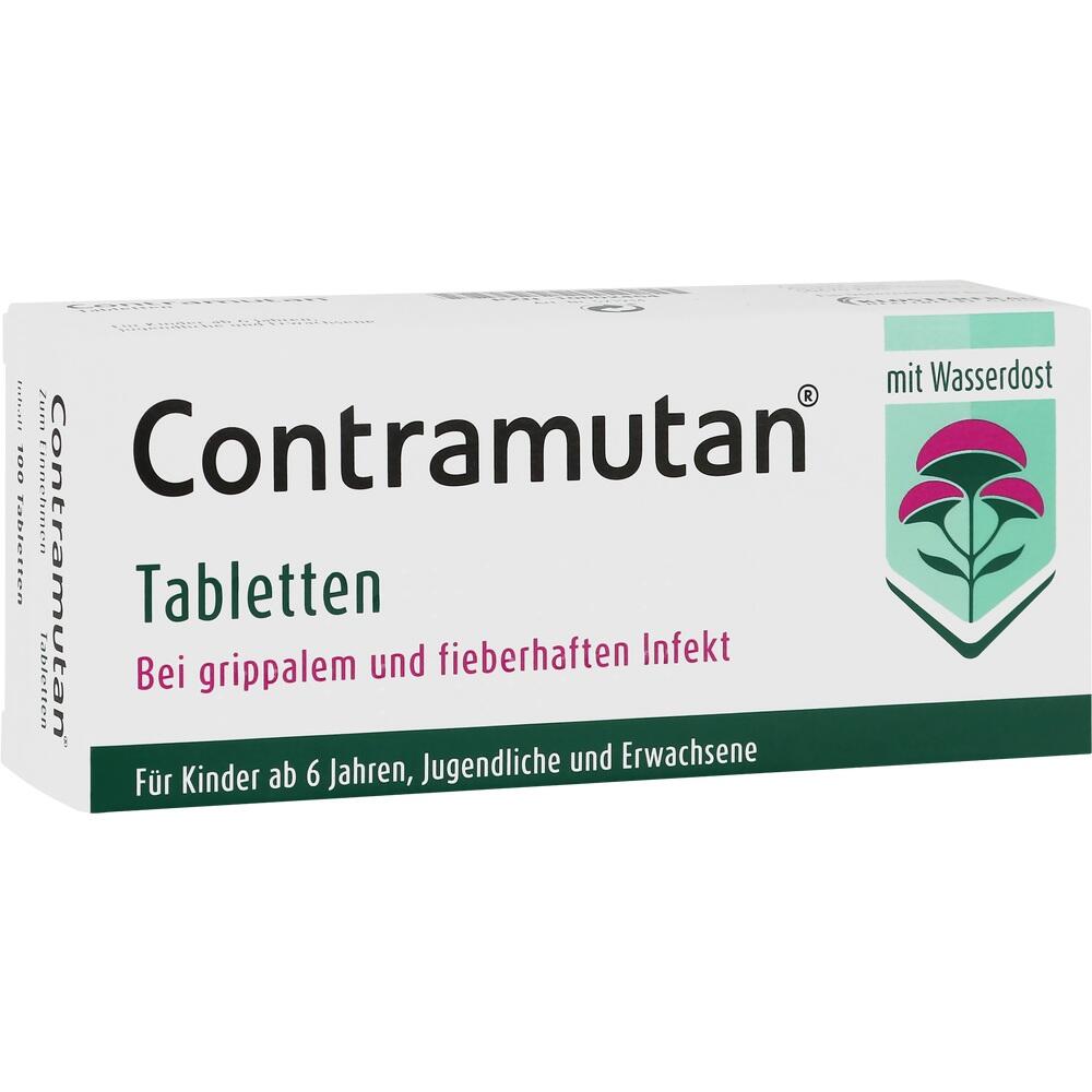 Packung mit Tabletten gegen grippale Infekte, geeignet ab 6 Jahren.