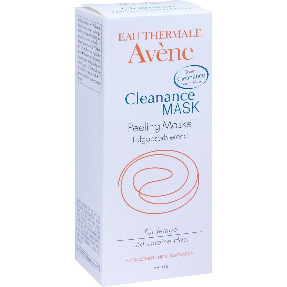 Eine wei&szlig;e Verpackung mit einer Peeling-Maske von Av&egrave;ne f&uuml;r fettige Haut.