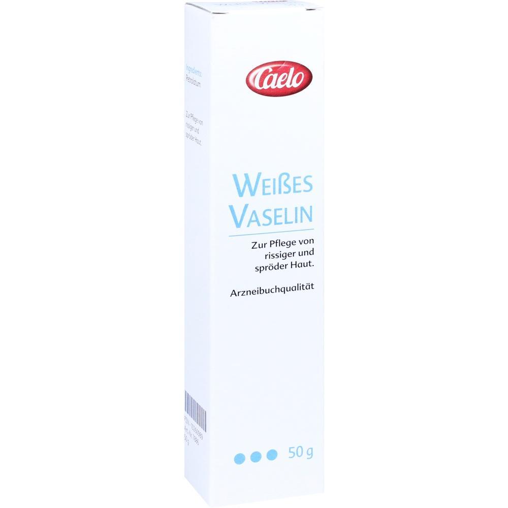 Wei&szlig;e Vaseline in einem Karton, zur Pflege von trockener Haut.