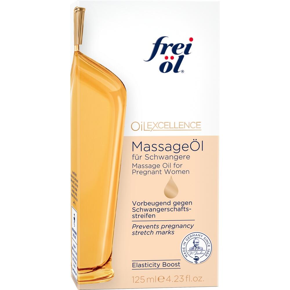 Die Verpackung zeigt Massage&ouml;l f&uuml;r Schwangere mit nat&uuml;rlichen &Ouml;len gegen Schwangerschaftsstreifen.
