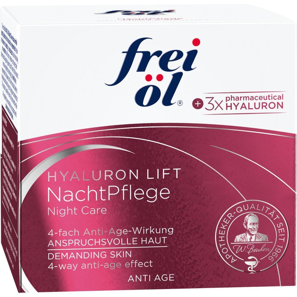 Wei&szlig;e und rote Verpackung einer Nachtpflege mit Anti-Aging-Hyaluron.