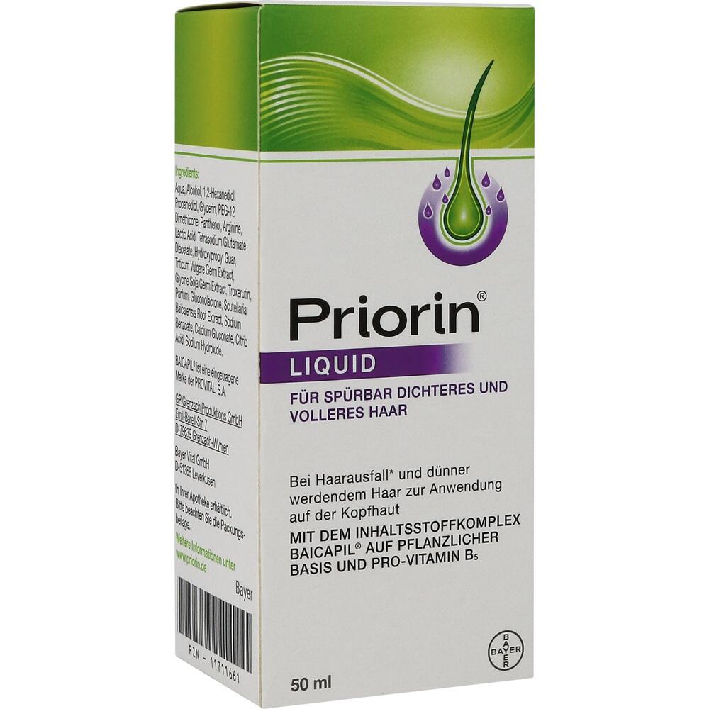 Die Verpackung von Priorin Liquid zur F&ouml;rderung von dichterem Haar.