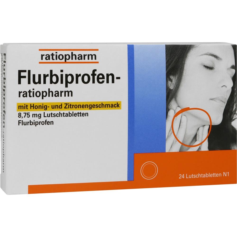Eine Packung Flurbiprofen-Lutschtabletten mit Honig- und Zitronengeschmack.