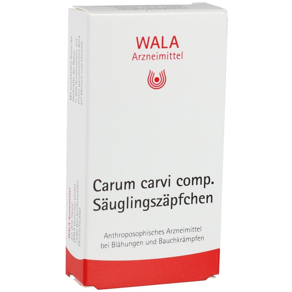 Eine wei&szlig;e Verpackung von S&auml;uglingsz&auml;pfchen gegen Bl&auml;hungen und Bauchkr&auml;mpfe.