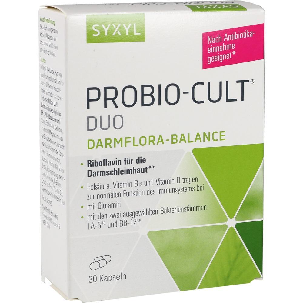 Eine Schachtel mit Probiotika-Kapseln zur Unterst&uuml;tzung der Darmflora.