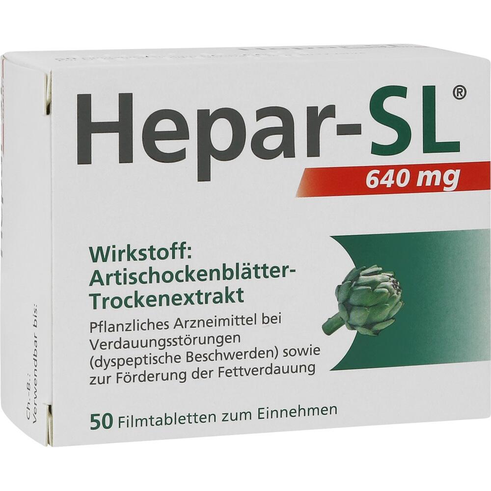 Hepar-SL ist ein pflanzliches Medikament mit Artischockenextrakt zur Verdauungsf&ouml;rderung.