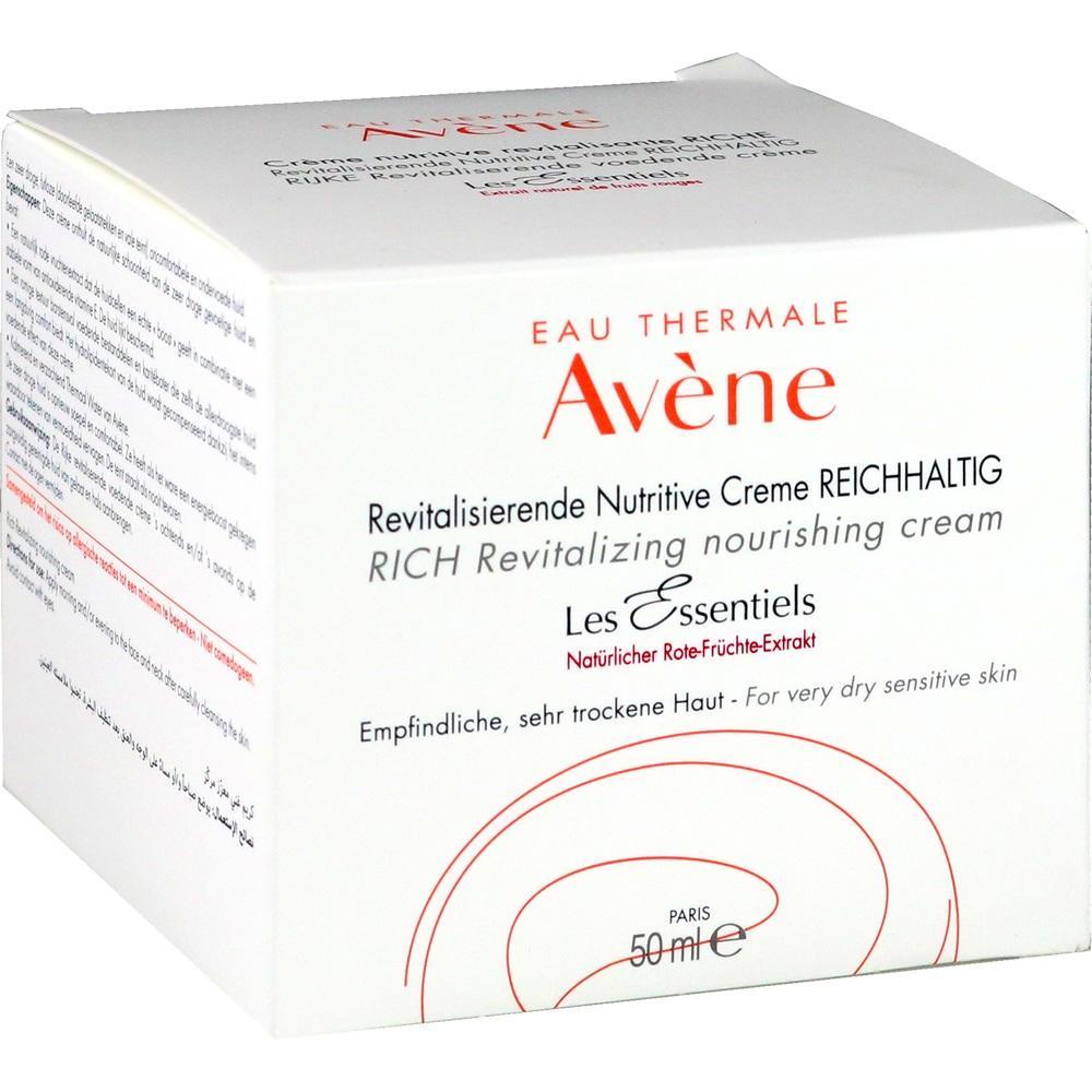 Wei&szlig;e Box mit Av&egrave;ne-Logo und Beschreibung einer Creme f&uuml;r empfindliche, trockene Haut.