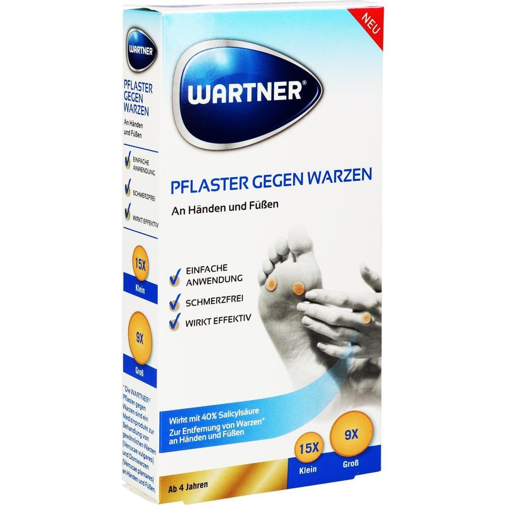 Verpackung f&uuml;r Pflaster zur Entfernung von Warzen an H&auml;nden und F&uuml;&szlig;en.