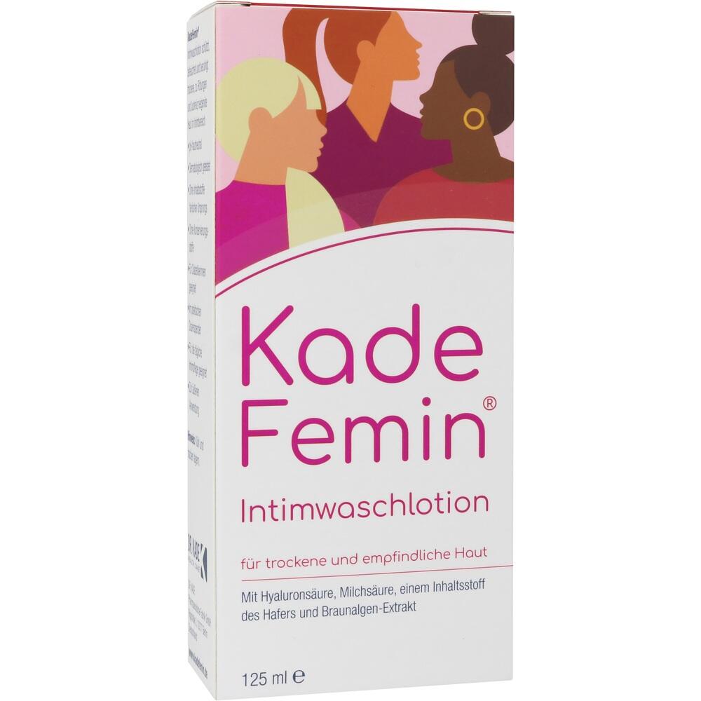 Wei&szlig;e Verpackung einer Intimwaschlotion mit rosa Akzenten.