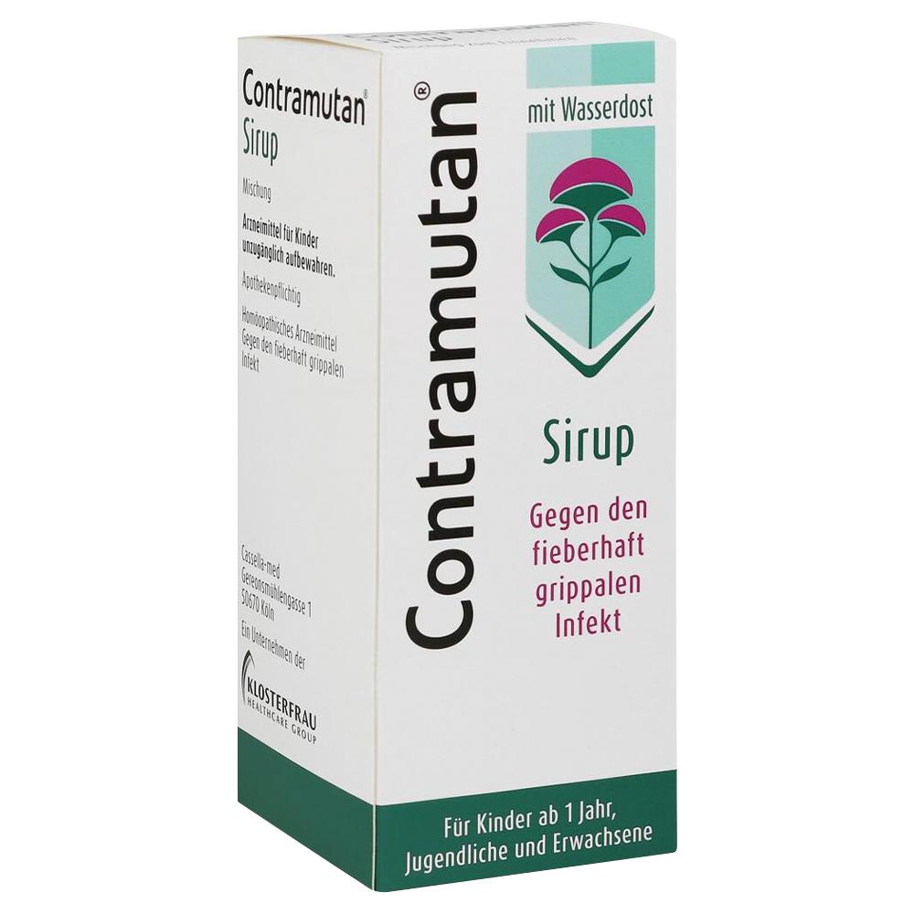 Wei&szlig;e Medikamentenschachtel mit der Aufschrift "Contramutan Sirup".