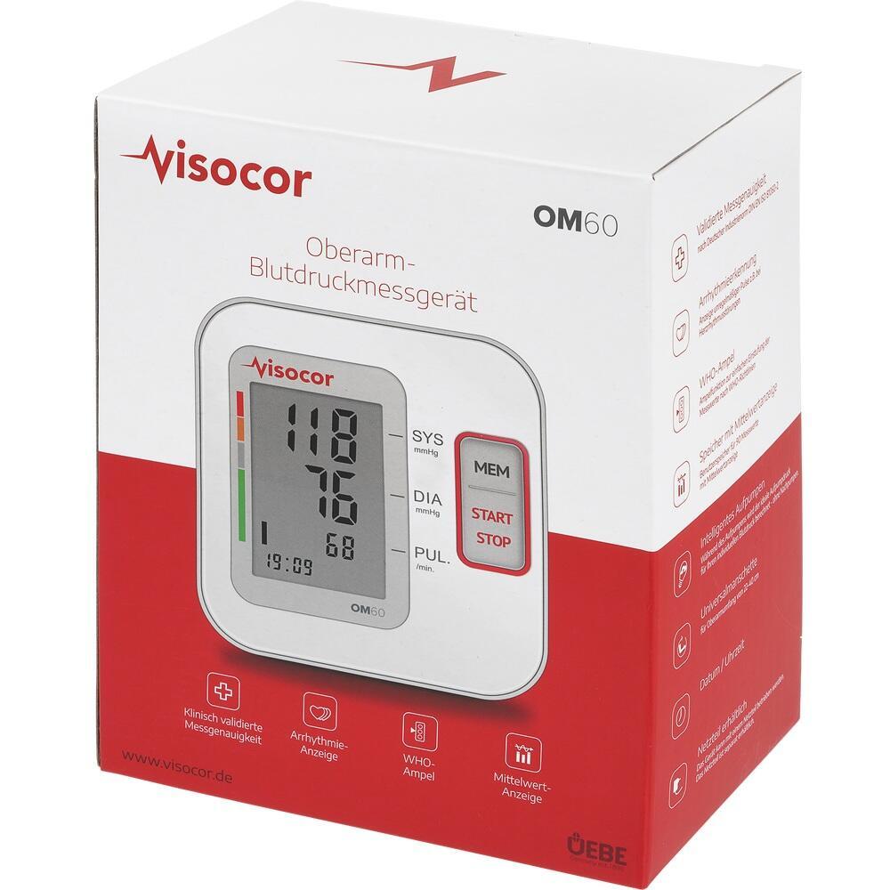 Die Verpackung zeigt ein Blutdruckmessger&auml;t f&uuml;r den Oberarm von Visocor.
