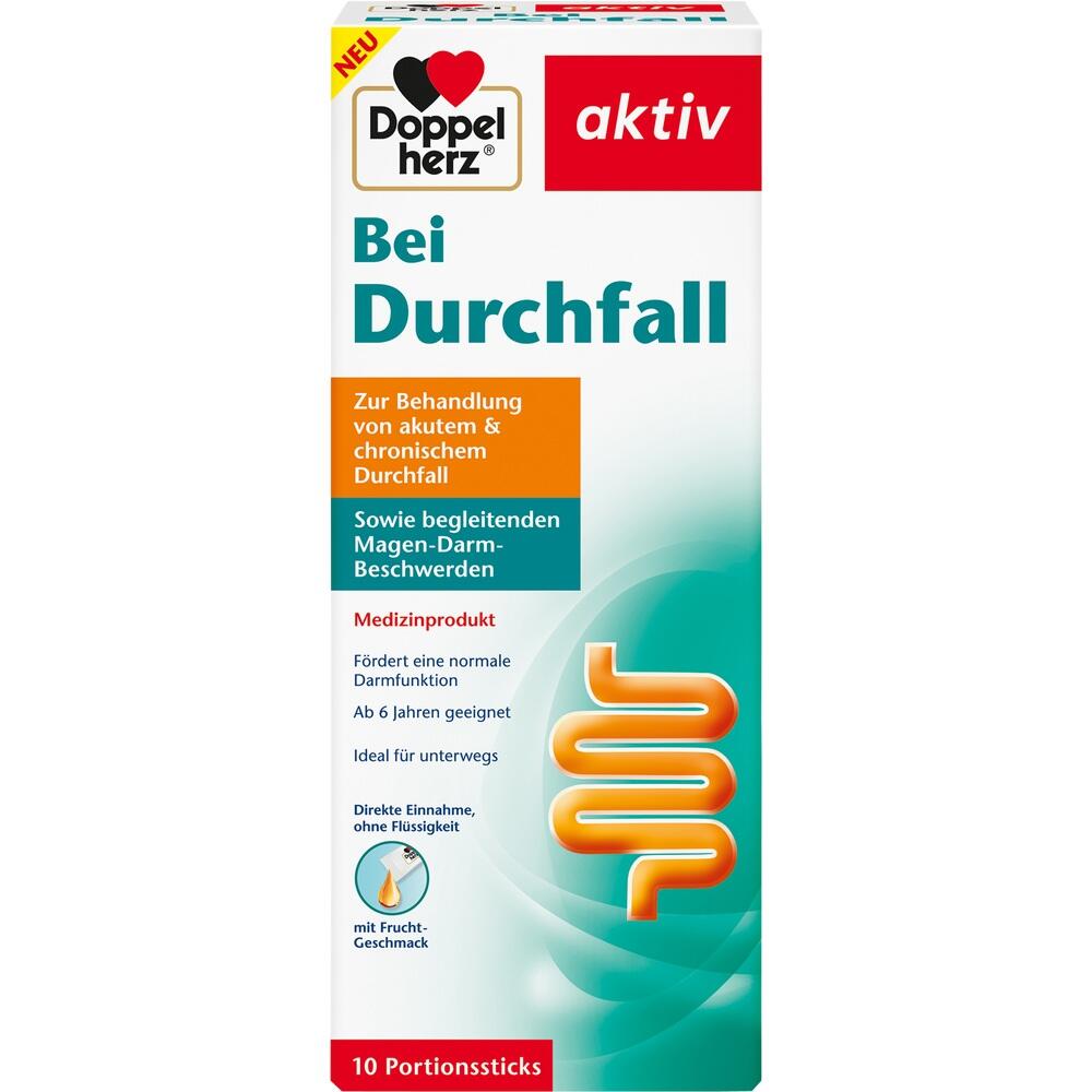 Verpackung des Medikaments gegen Durchfall mit 10 Portionssticks.